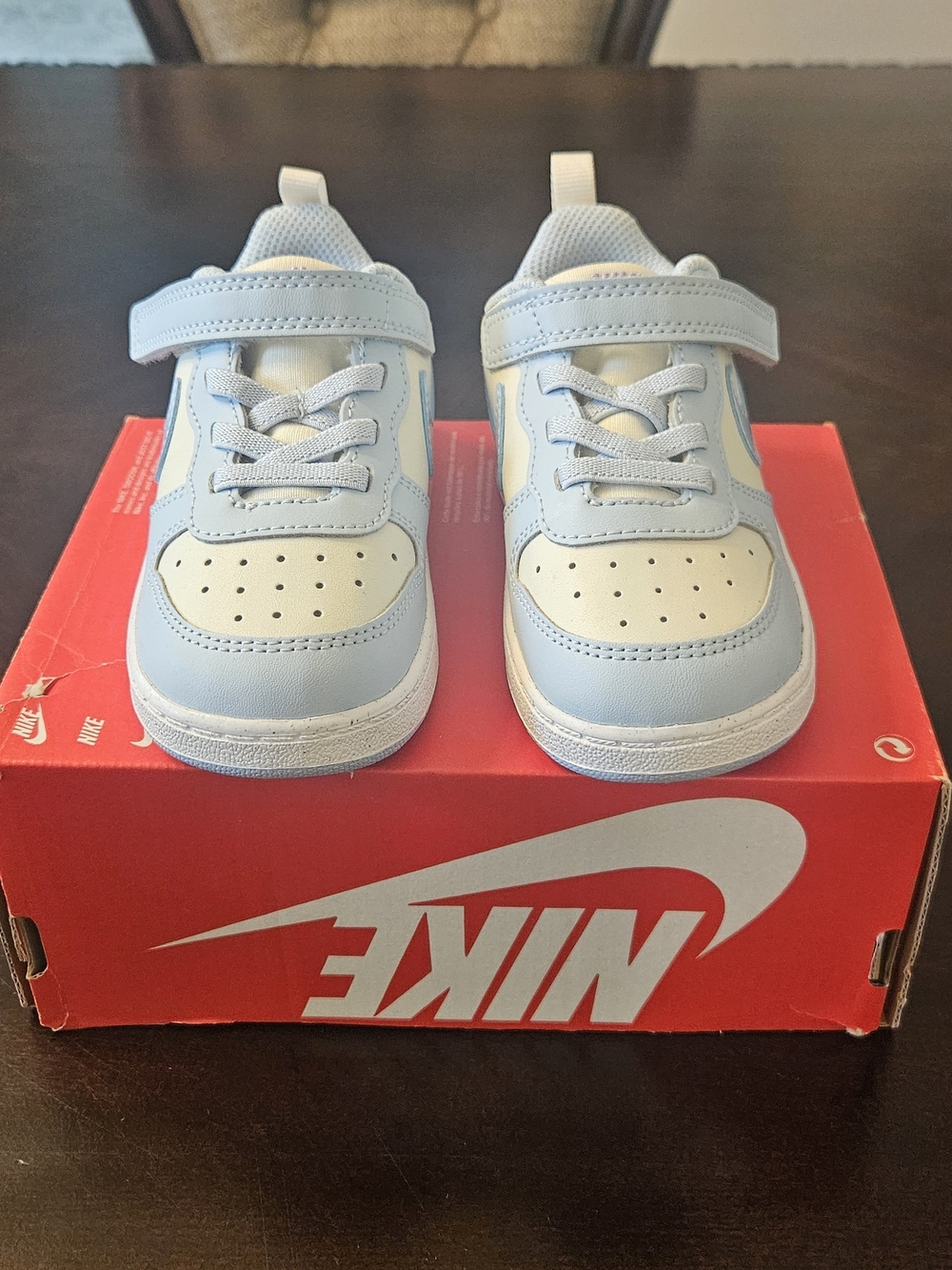 Nike Kids Light Blue and Cream Hook-and-Loop Sneakers